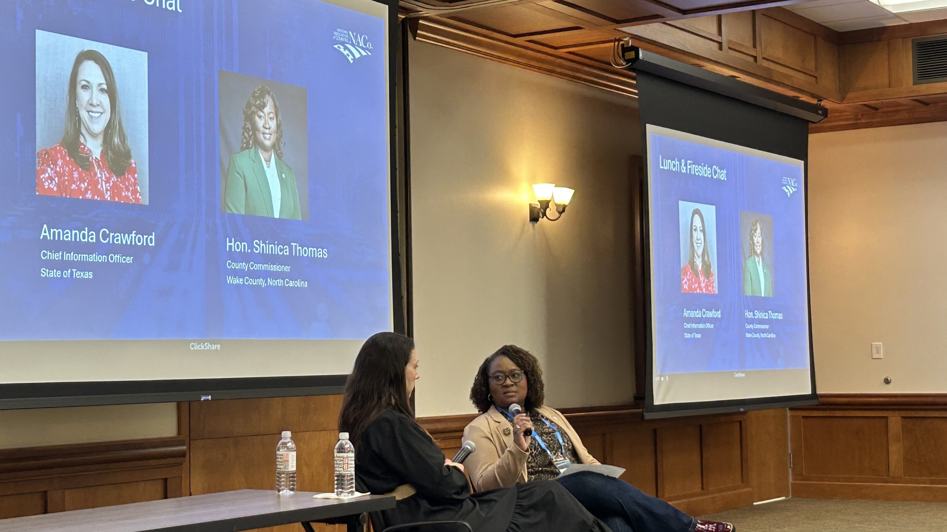 Amanda Crawford and Commissioner Shinica Thomas sit down for a fireside chat