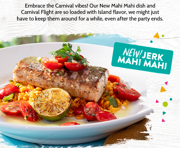 Our New! Jerk Mahi Mahi dish is so loaded with Island flavor!