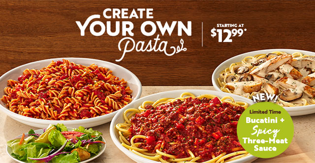 Create your own pasta - starting at $12.99