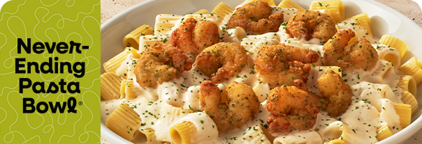 New Crispy Shrimp Fritta topping for the Never-Ending Pasta Bowl.