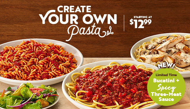 Create your own pasta - starting at $12.99