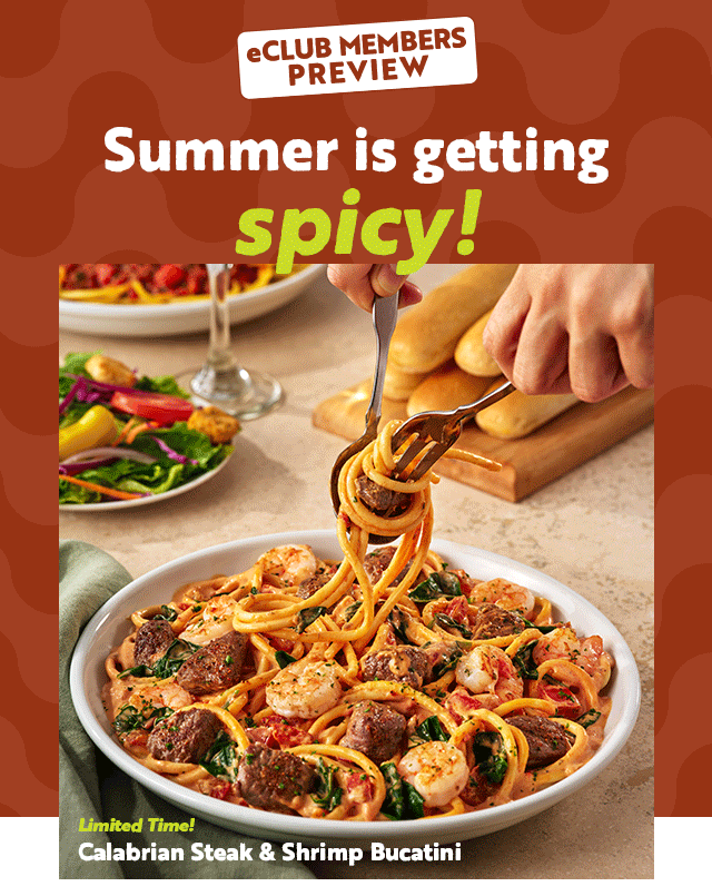 A bowl of pasta - Limited Time! Calabrian Steak & Shrimp Bucatini