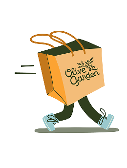 Illustration of Olive Garden's delivery service.