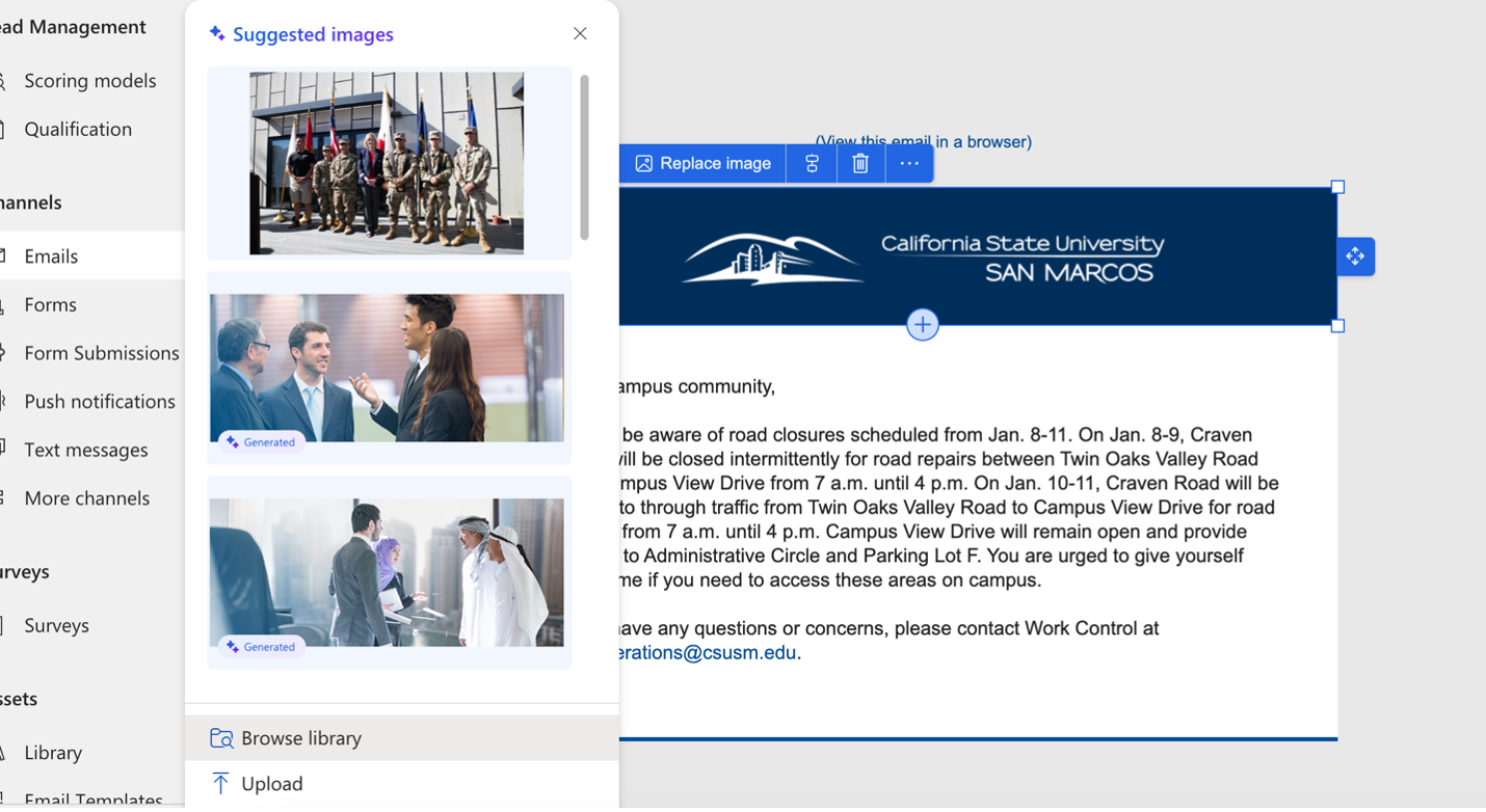 Browse library for department header