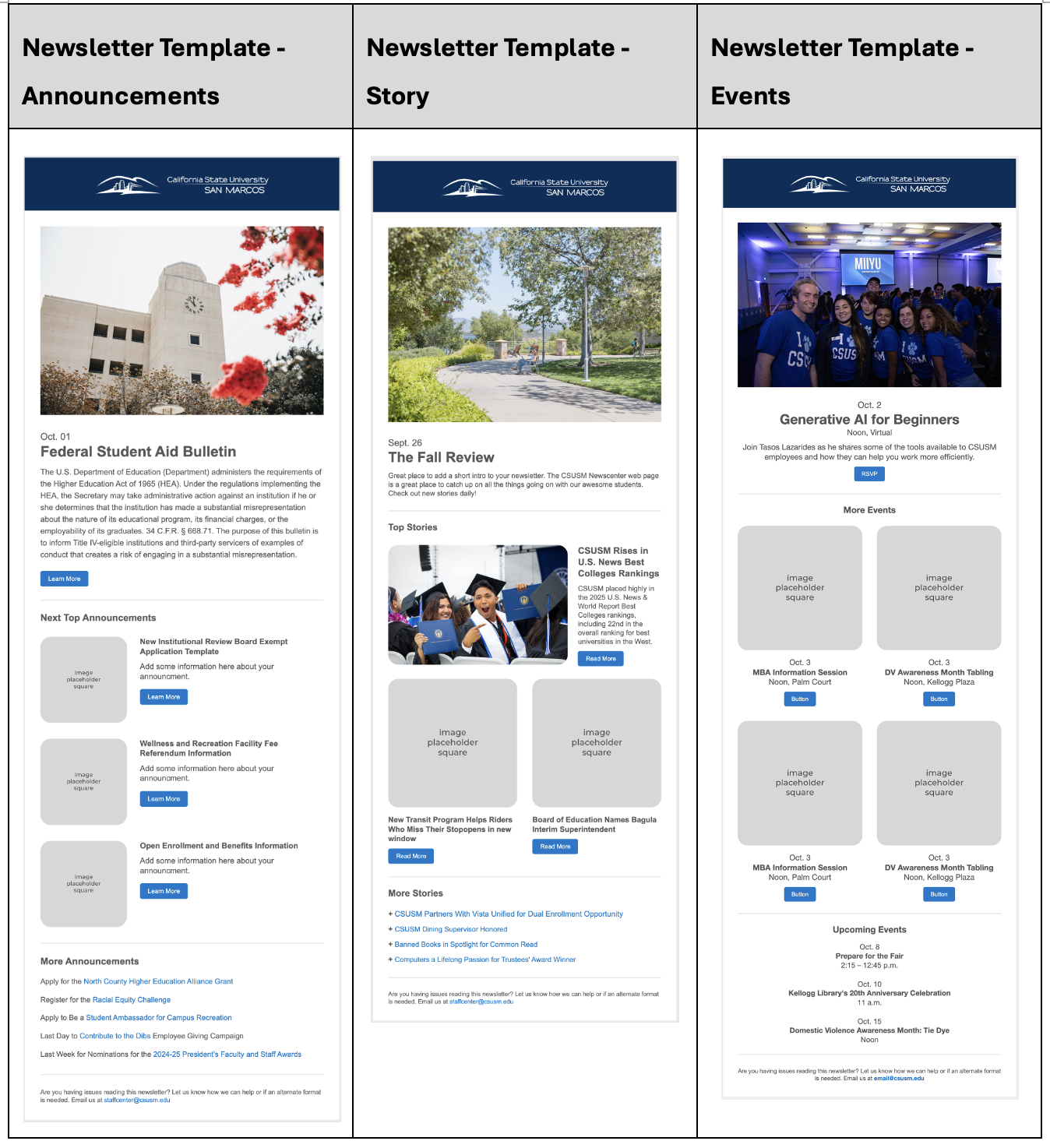 Choose a CSUSM template