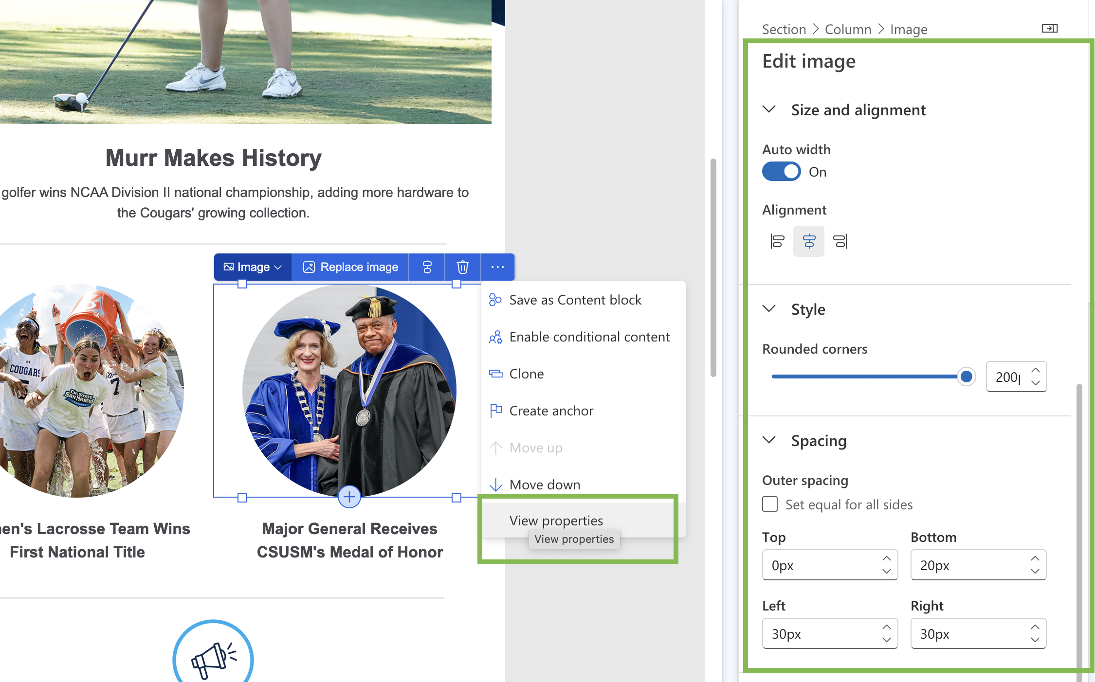 Image properties