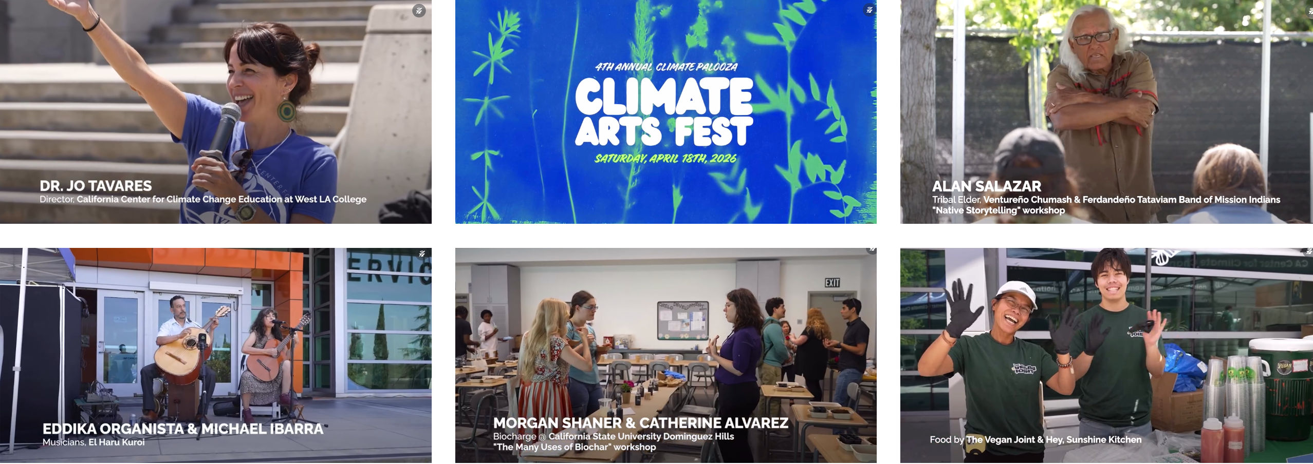 Climate Arts Fest speakers, performers and workshop sessions
