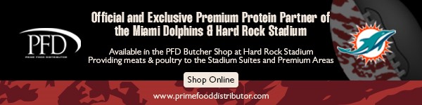 PFD — Official and Exclusive Premium Protein Partner of the Miami Dolphins & Hard Rock Stadium. Available in the PFD Butcher Shop at Hard Rock Stadium. Shop Online.