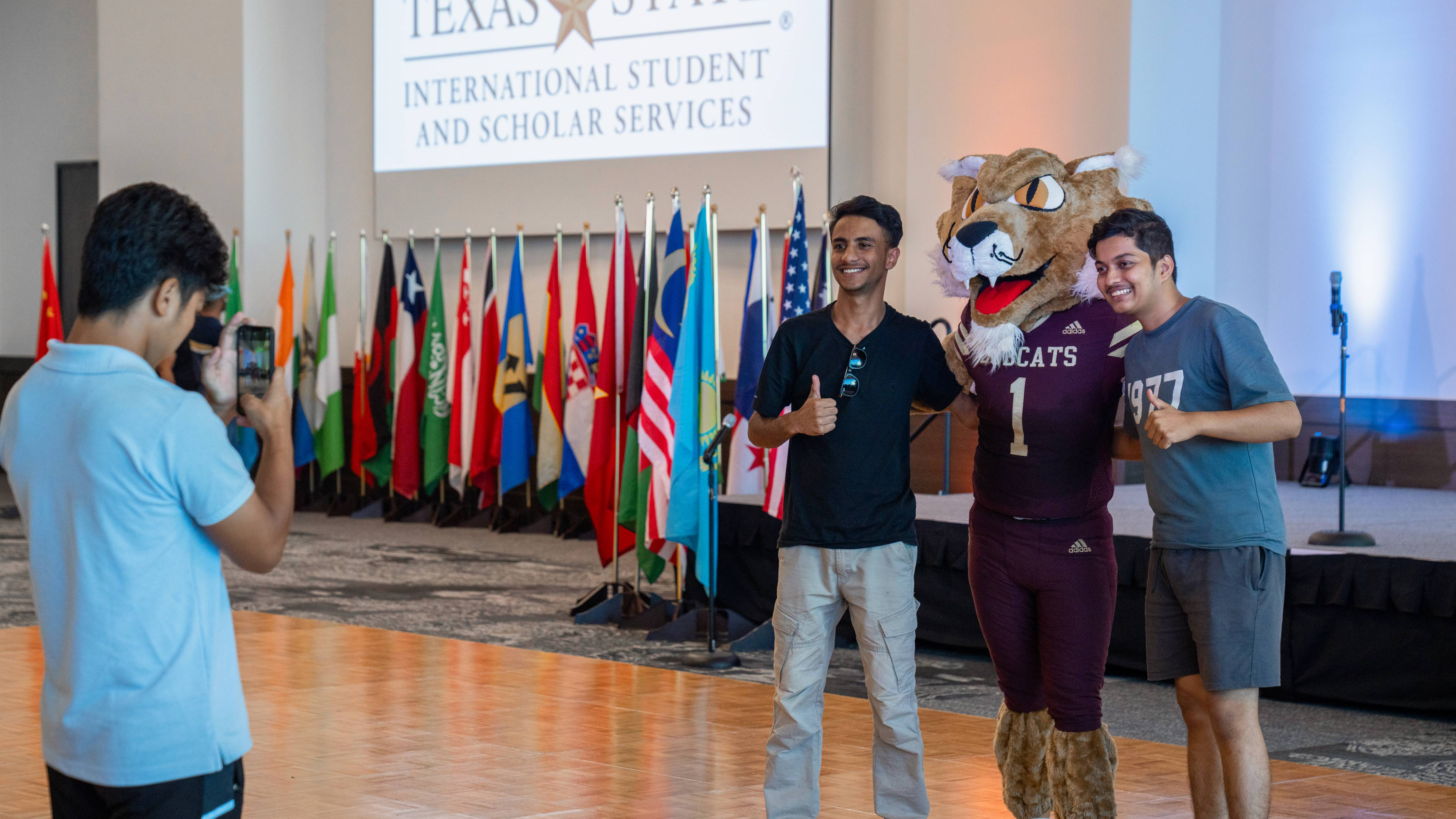 Students attend the 2023 International Welcome celebration.