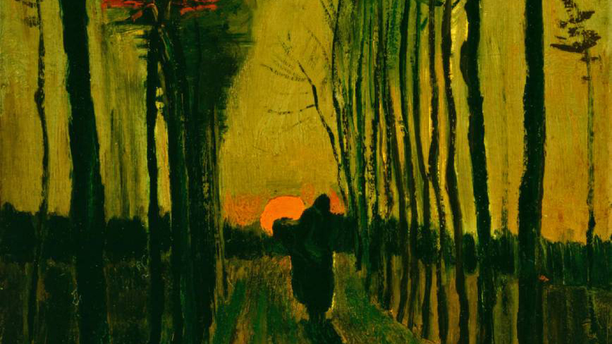 Iconic painting, Lane of Poplars at Sunset, by famed Dutch master Vincent van Gogh