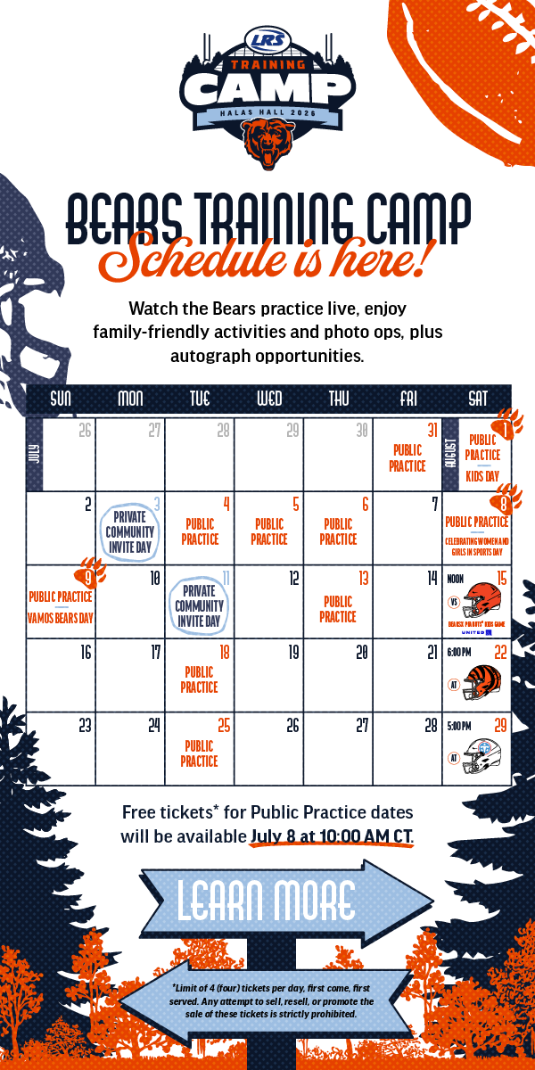 Bears Training Camp Schedule