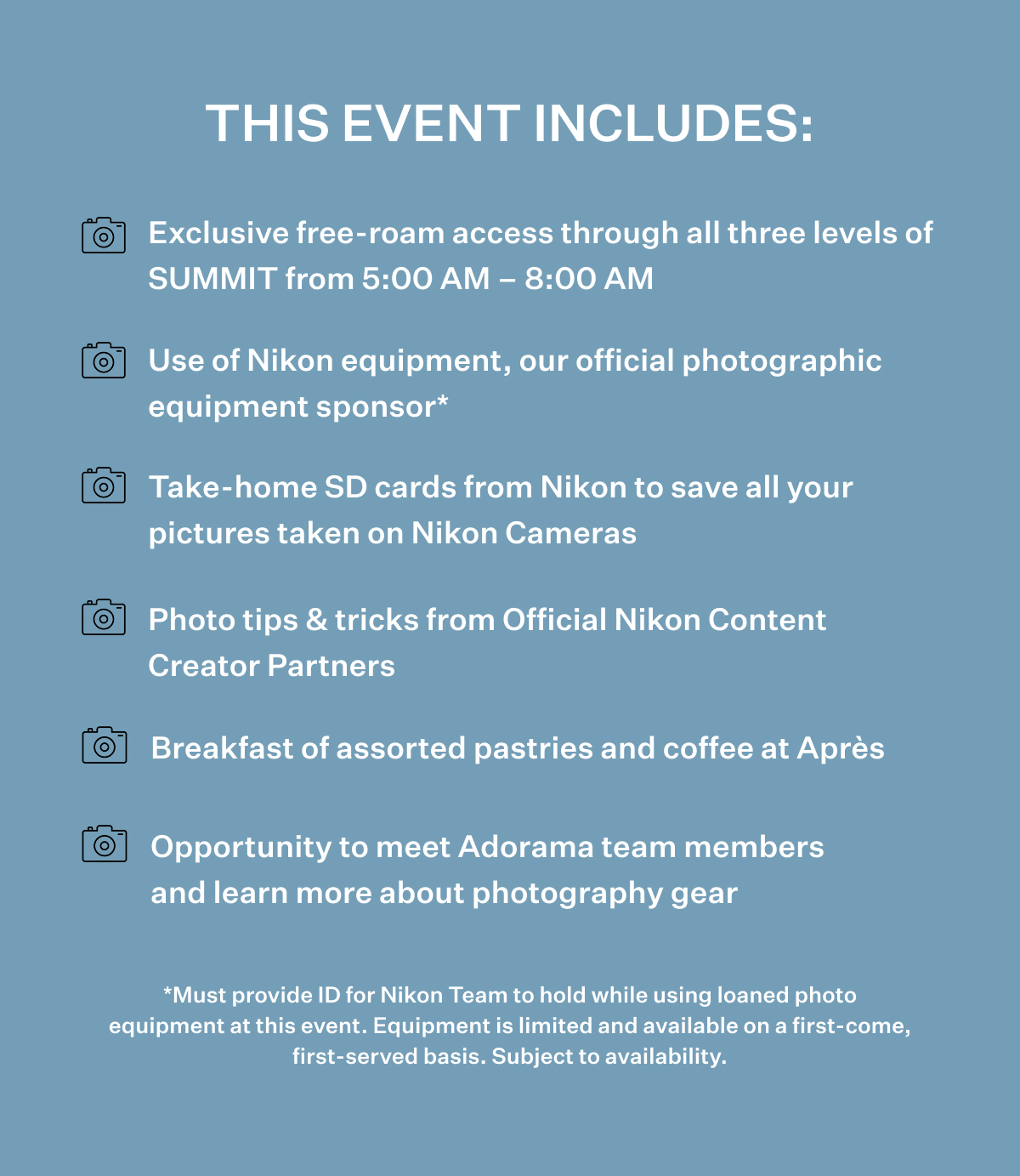 THIS EVENT INCLUDES