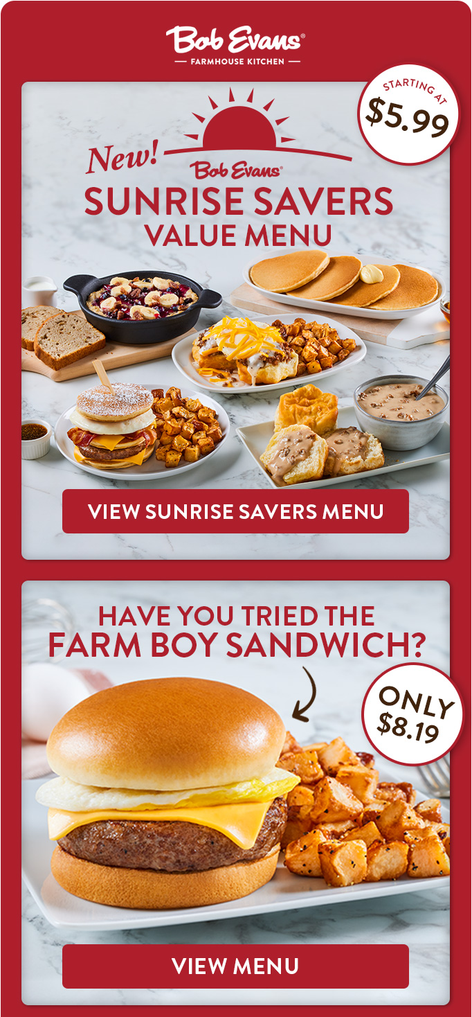 View Sunrise Savers Menu