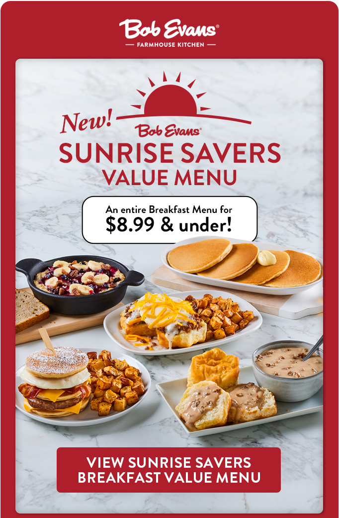 View Sunrise Savers Breakfast Value Menu