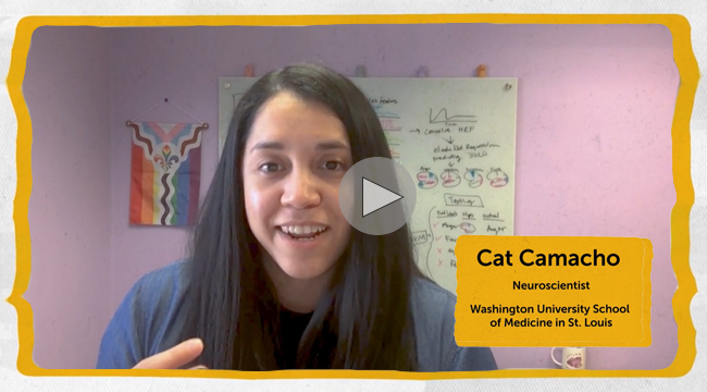 Video screen capture of Dr. M. Catalina "Cat" Camacho, Neuroscientist at Washington University School of Medicine in St. Louis