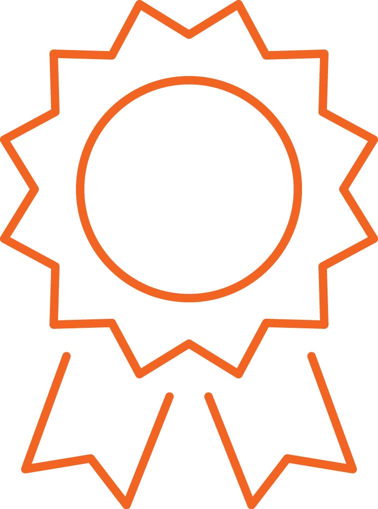 Orange line drwaing of an award