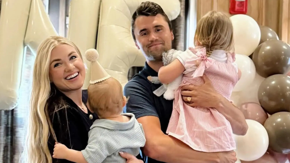 Charlie Kirk with his wife and children