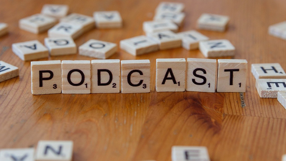 Scrabble letters spelling Podcast