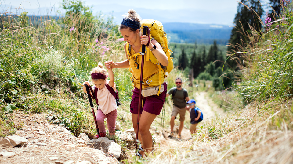 Family on summer hike