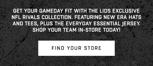 Get your gameday fit with the Lids Exclusive NFL Rivals Collection. Featuring New Era hats and tees, plus the everyday essential jersey. Shop your team in-store today!