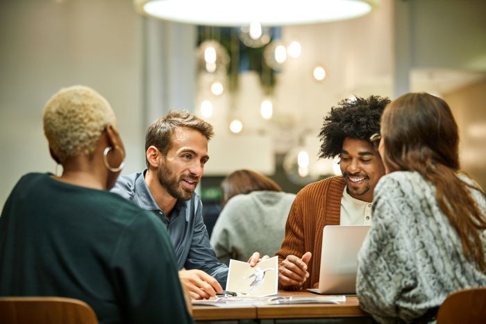 People talking around a table