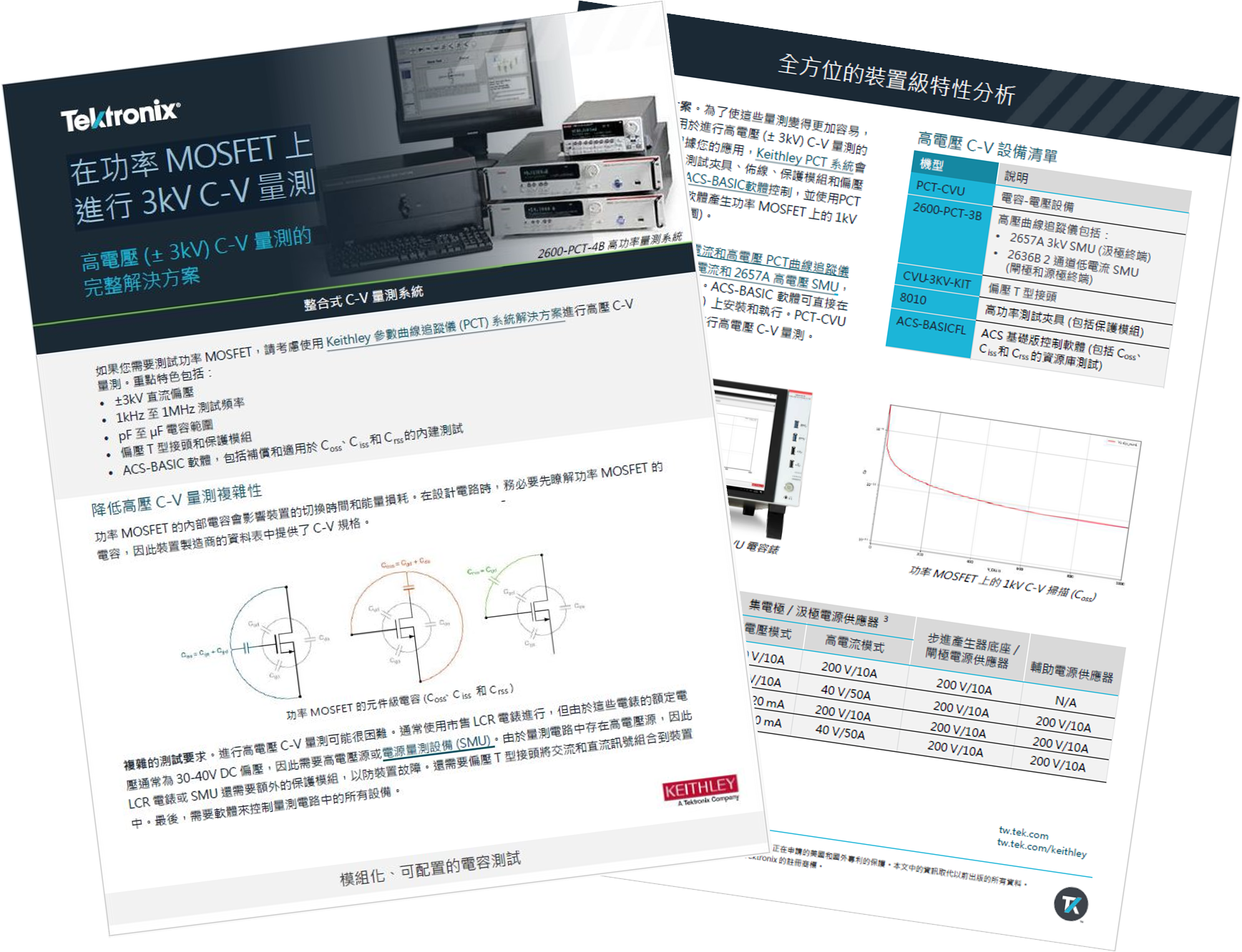 A flyer about Keithley PCT systems for MOSFET testing.